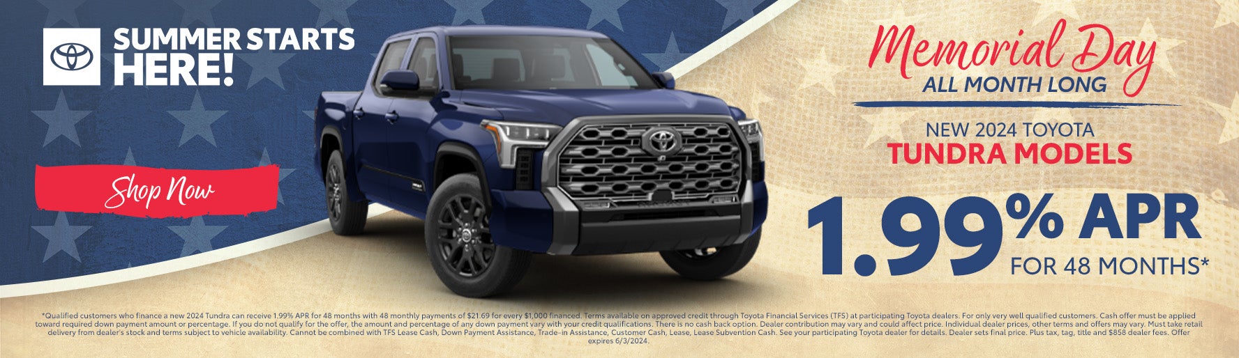 New 2024 Toyota Tundra Models 1.99% APR for 48 Months